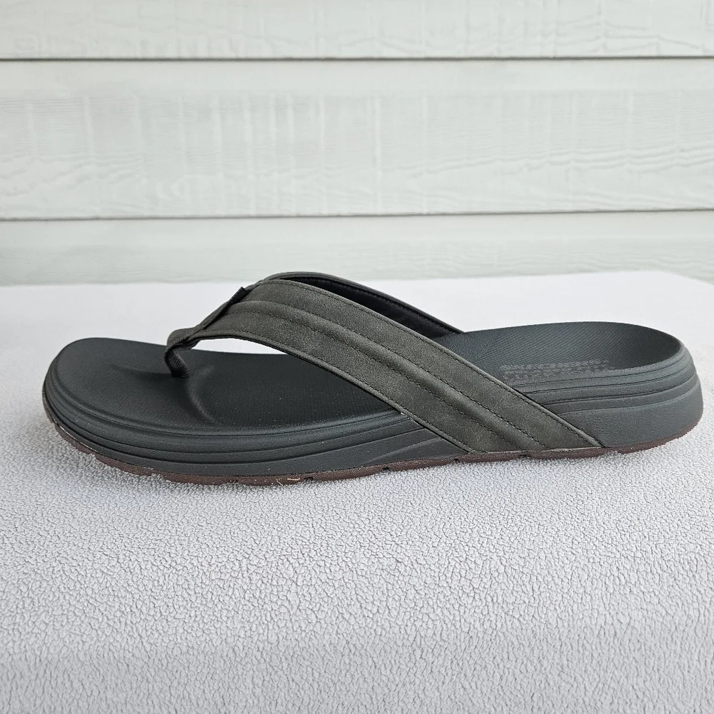 Skechers Patino Marlee Thong Flip Flop Sandal Men 13 Brown Relaxed Fit Luxe Foam